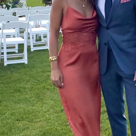 KEEPSAKE Lace Inlay Slip Dress - XS Burnt Orange - Picture 9 of 9